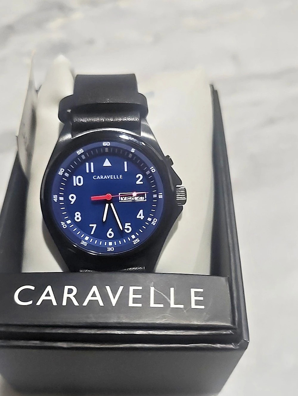 Caravelle Watch in Black & Blue NWT